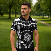 Custom Polynesia Beach Volleyball Zipper Polo Shirt Polynesian Tribal Pattern LT05 - Polynesian Pride