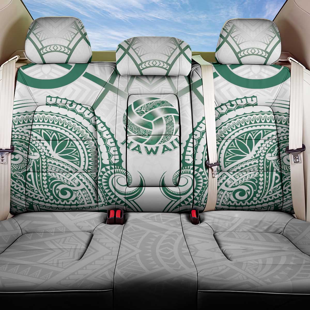 Hawaii Volleyball Back Car Seat Cover Polynesian Pattern LT05 One Size Teal - Polynesian Pride