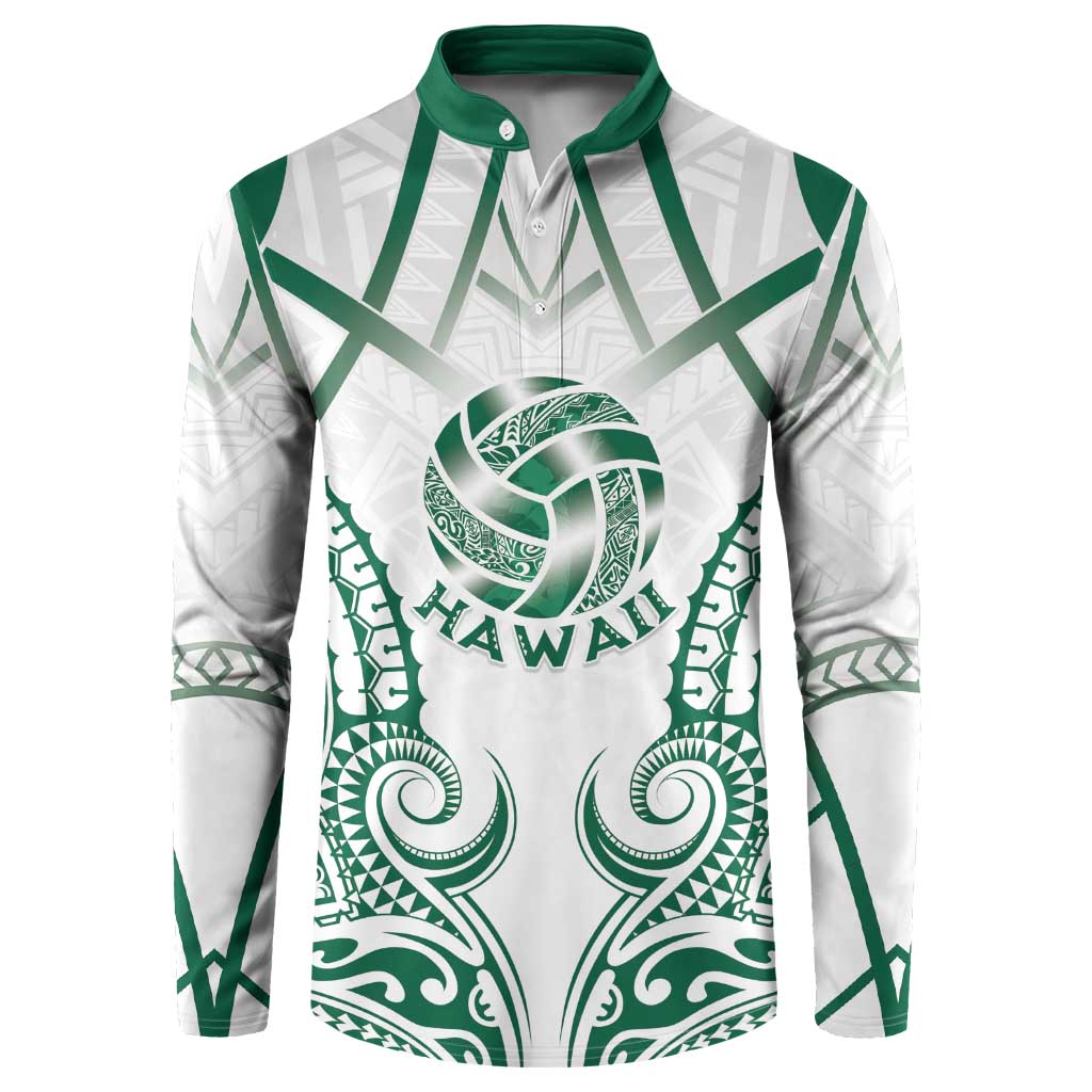 Custom Hawaii Volleyball Button Sweatshirt Polynesian Pattern LT05 Teal - Polynesian Pride