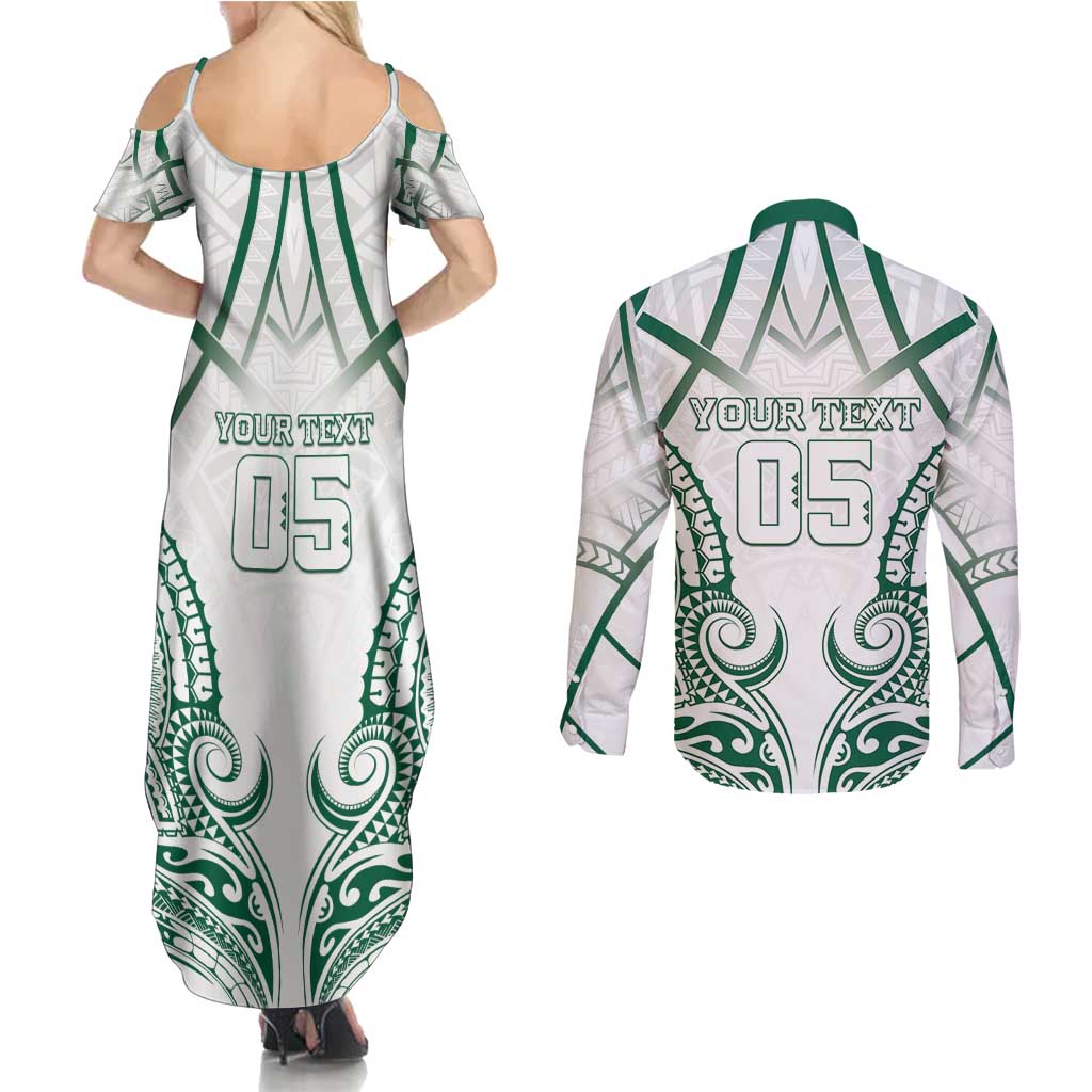 Custom Hawaii Volleyball Couples Matching Summer Maxi Dress and Long Sleeve Button Shirt Polynesian Pattern - Polynesian Pride