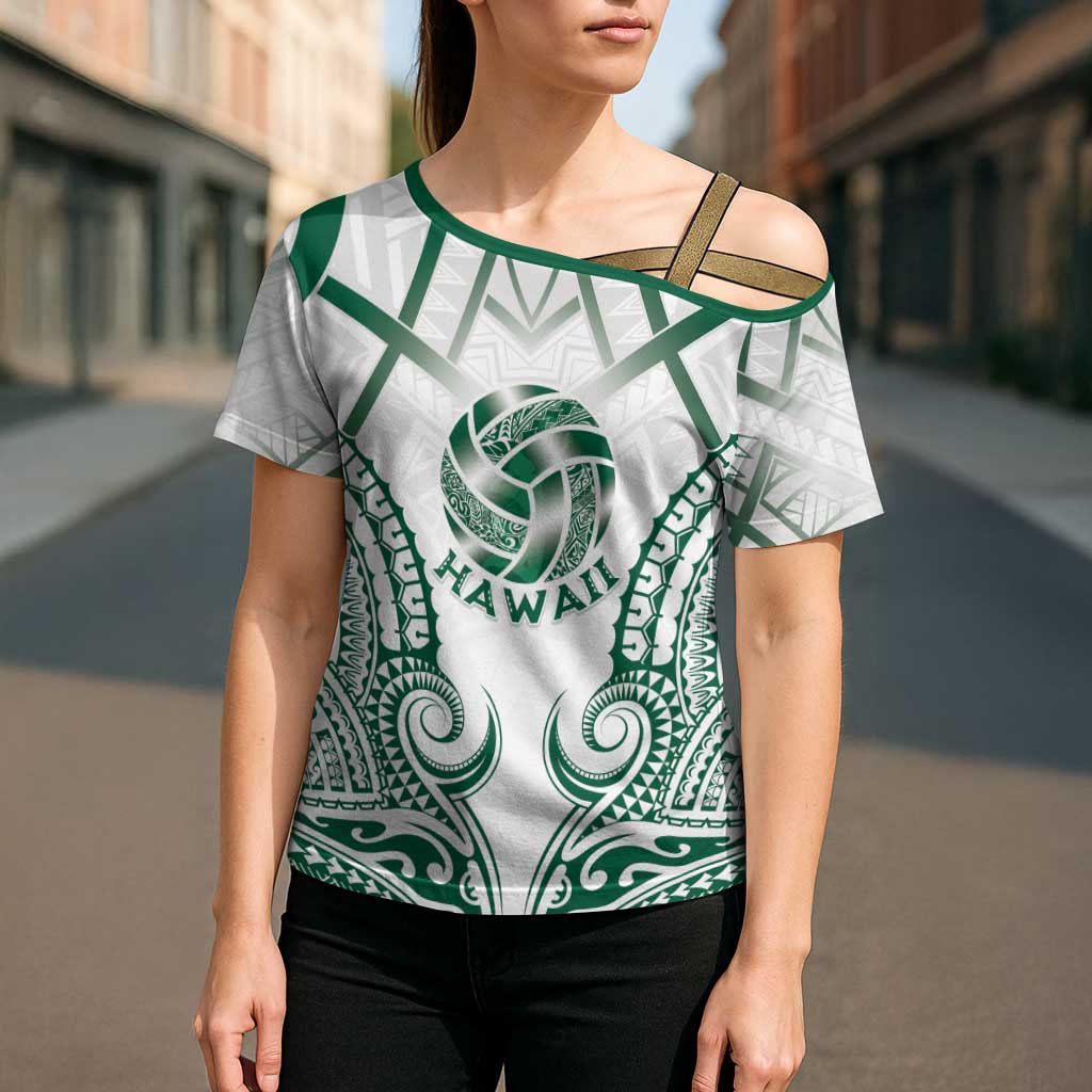 Custom Hawaii Volleyball Cross Shoulder Shirt Polynesian Pattern LT05 - Polynesian Pride