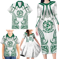 Custom Hawaii Volleyball Family Matching Long Sleeve Bodycon Dress and Hawaiian Shirt Polynesian Pattern - Polynesian Pride