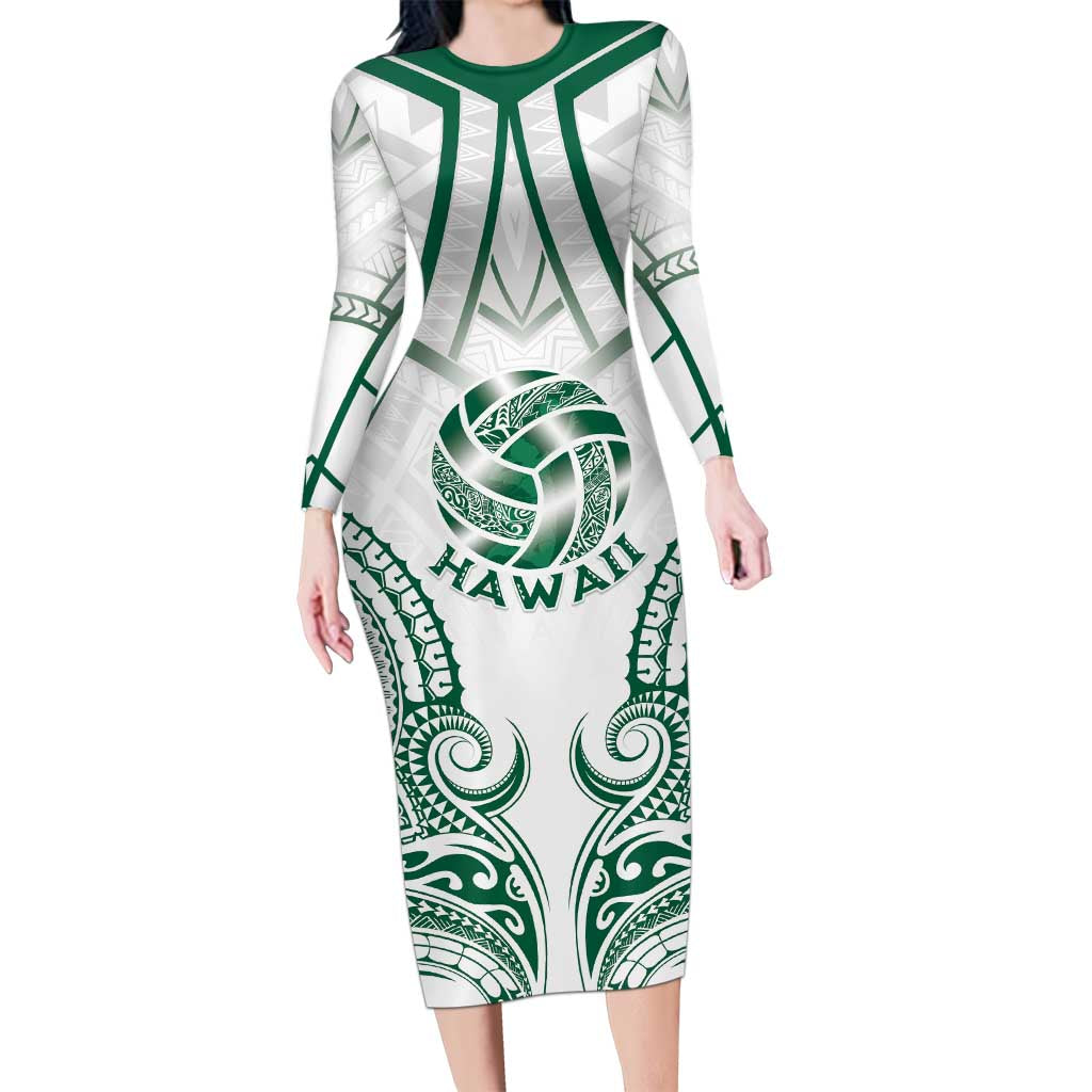 Custom Hawaii Volleyball Family Matching Long Sleeve Bodycon Dress and Hawaiian Shirt Polynesian Pattern - Polynesian Pride