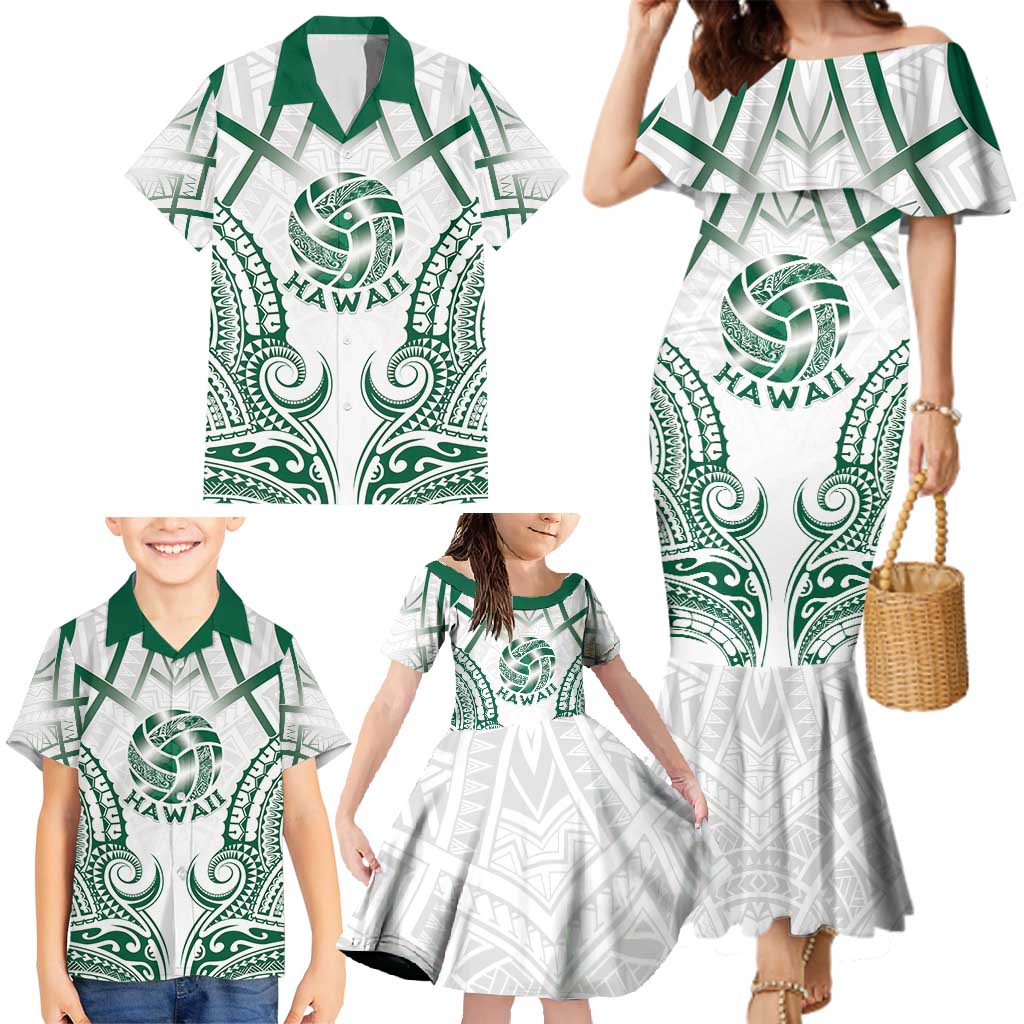 Custom Hawaii Volleyball Family Matching Mermaid Dress and Hawaiian Shirt Polynesian Pattern - Polynesian Pride