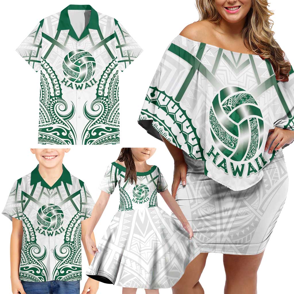 Custom Hawaii Volleyball Family Matching Off Shoulder Short Dress and Hawaiian Shirt Polynesian Pattern - Polynesian Pride