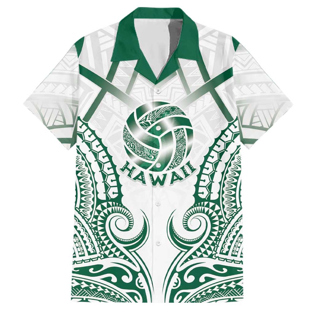 Custom Hawaii Volleyball Family Matching Puletasi and Hawaiian Shirt Polynesian Pattern LT05 Dad's Shirt - Short Sleeve Teal - Polynesian Pride