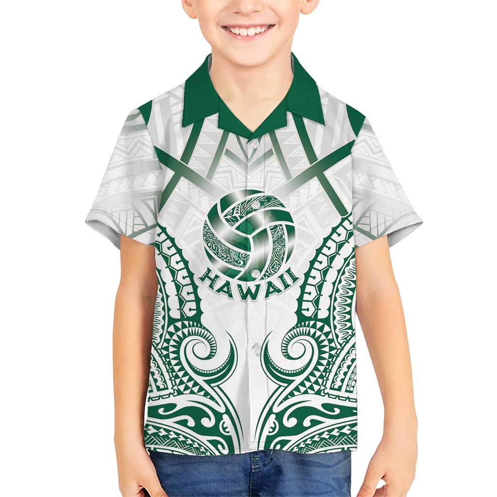 Custom Hawaii Volleyball Family Matching Puletasi and Hawaiian Shirt Polynesian Pattern LT05 Son's Shirt Teal - Polynesian Pride