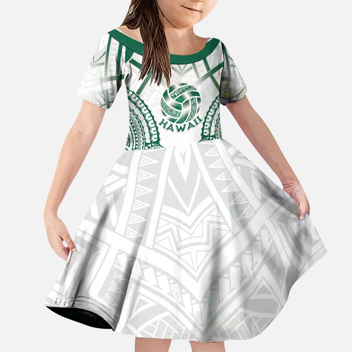 Custom Hawaii Volleyball Kid Short Sleeve Dress Polynesian Pattern - Polynesian Pride