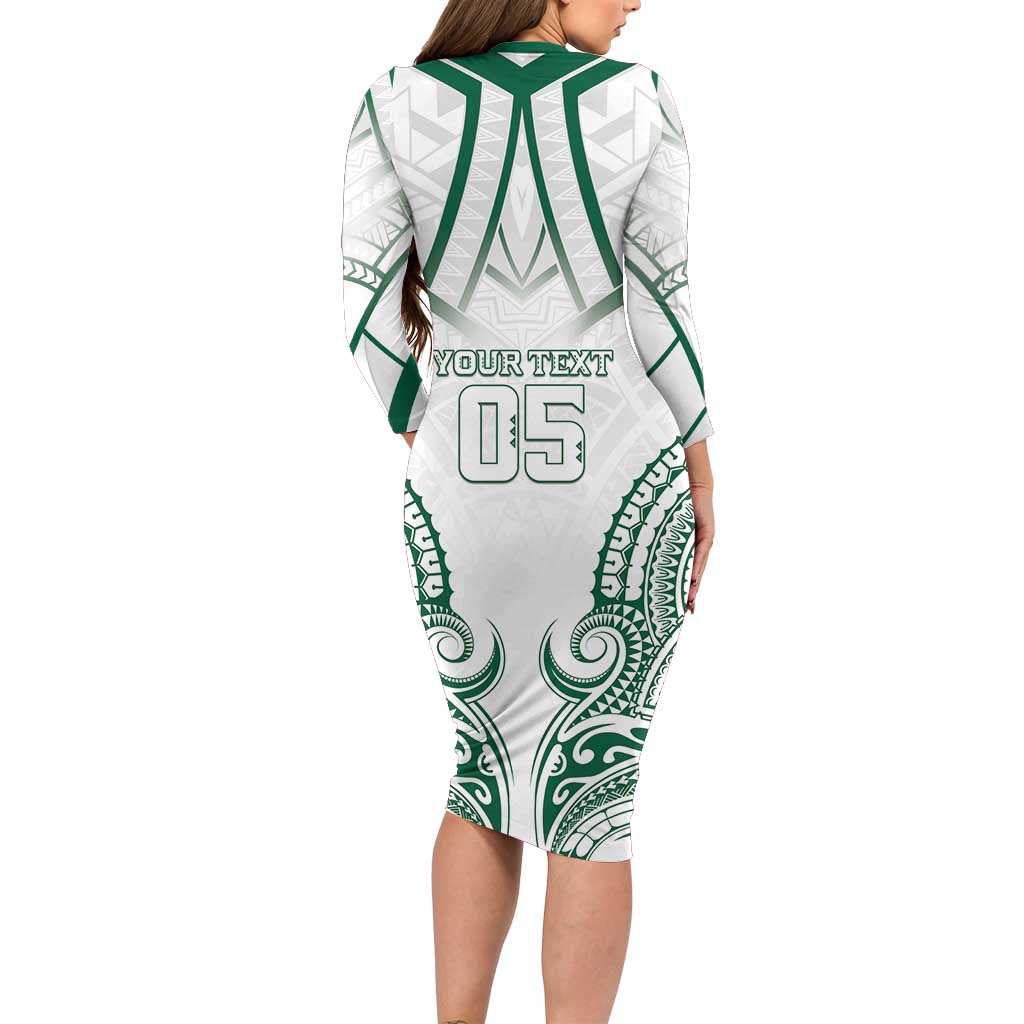 Custom Hawaii Volleyball Long Sleeve Bodycon Dress Polynesian Pattern - Polynesian Pride
