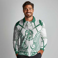 Custom Hawaii Volleyball Long Sleeve Polo Shirt Polynesian Pattern LT05 - Polynesian Pride