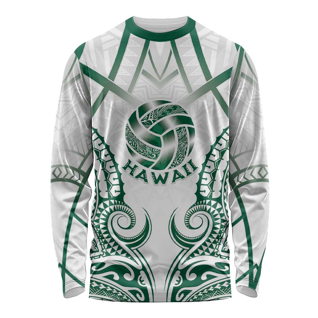 Custom Hawaii Volleyball Long Sleeve Shirt Polynesian Pattern LT05 Unisex Teal - Polynesian Pride