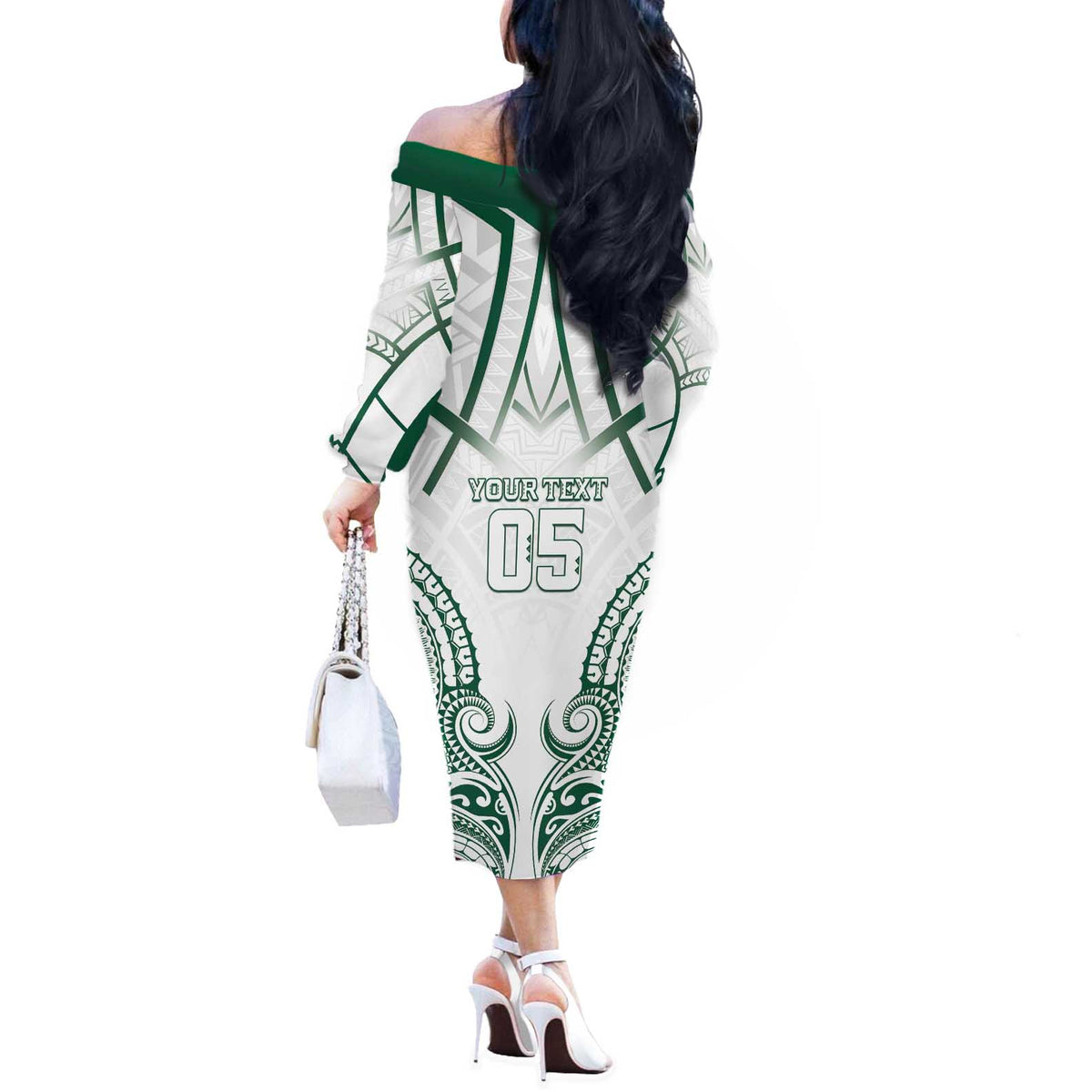Custom Hawaii Volleyball Off The Shoulder Long Sleeve Dress Polynesian Pattern - Polynesian Pride