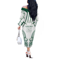 Custom Hawaii Volleyball Off The Shoulder Long Sleeve Dress Polynesian Pattern - Polynesian Pride