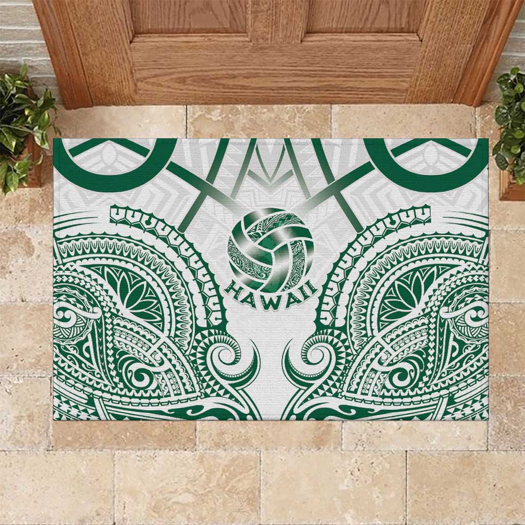 Hawaii Volleyball Rubber Doormat Polynesian Pattern LT05 Teal - Polynesian Pride