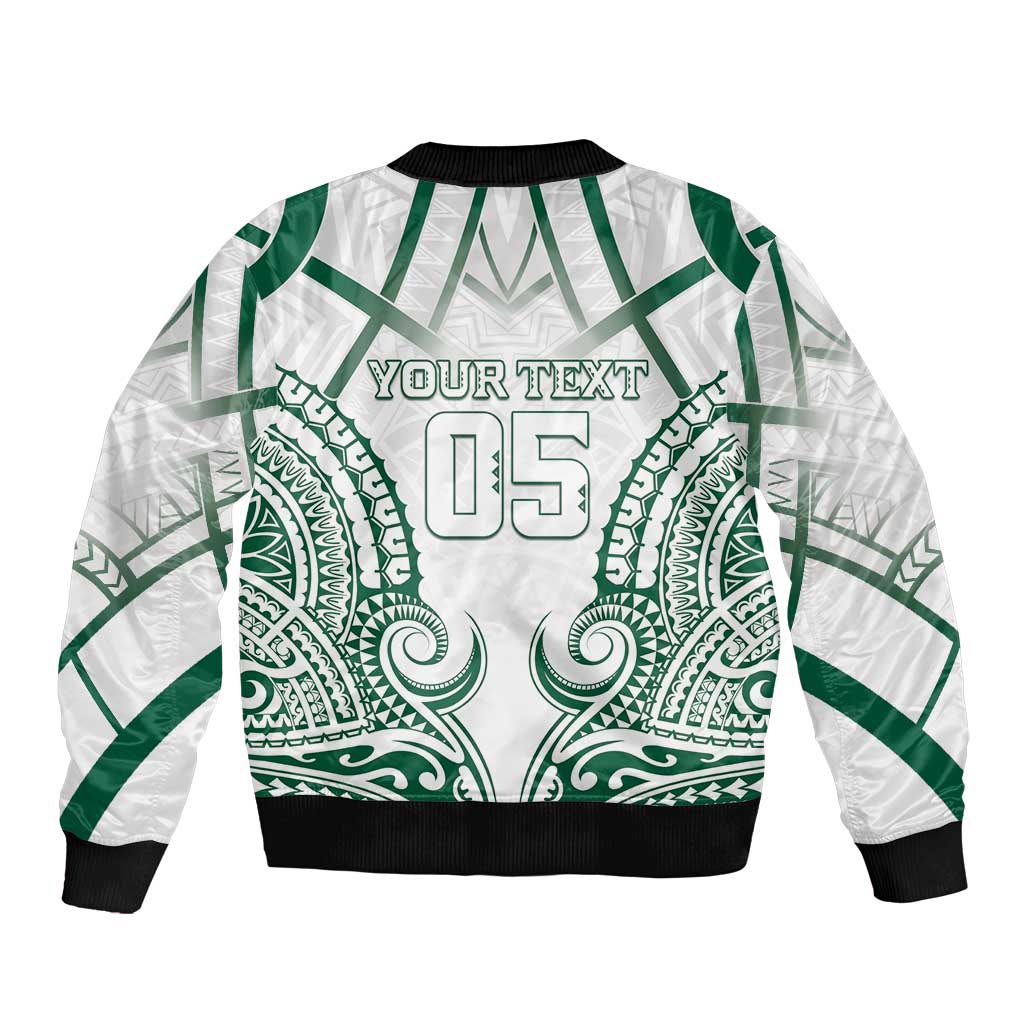 Custom Hawaii Volleyball Sleeve Zip Bomber Jacket Polynesian Pattern - Polynesian Pride