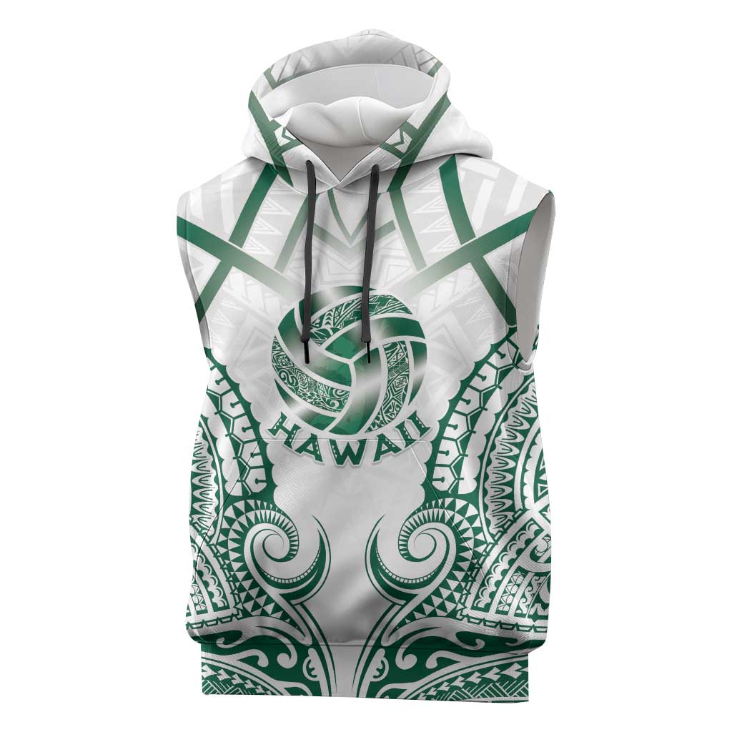 Custom Hawaii Volleyball Sleeveless Hoodie Polynesian Pattern LT05 Teal - Polynesian Pride