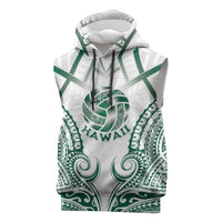 Custom Hawaii Volleyball Sleeveless Hoodie Polynesian Pattern LT05 Teal - Polynesian Pride