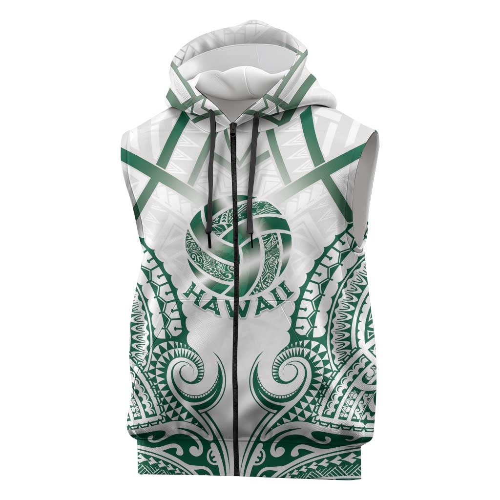 Custom Hawaii Volleyball Sleeveless Zip Hoodie Polynesian Pattern LT05 Teal - Polynesian Pride