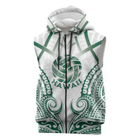 Custom Hawaii Volleyball Sleeveless Zip Hoodie Polynesian Pattern LT05 Teal - Polynesian Pride