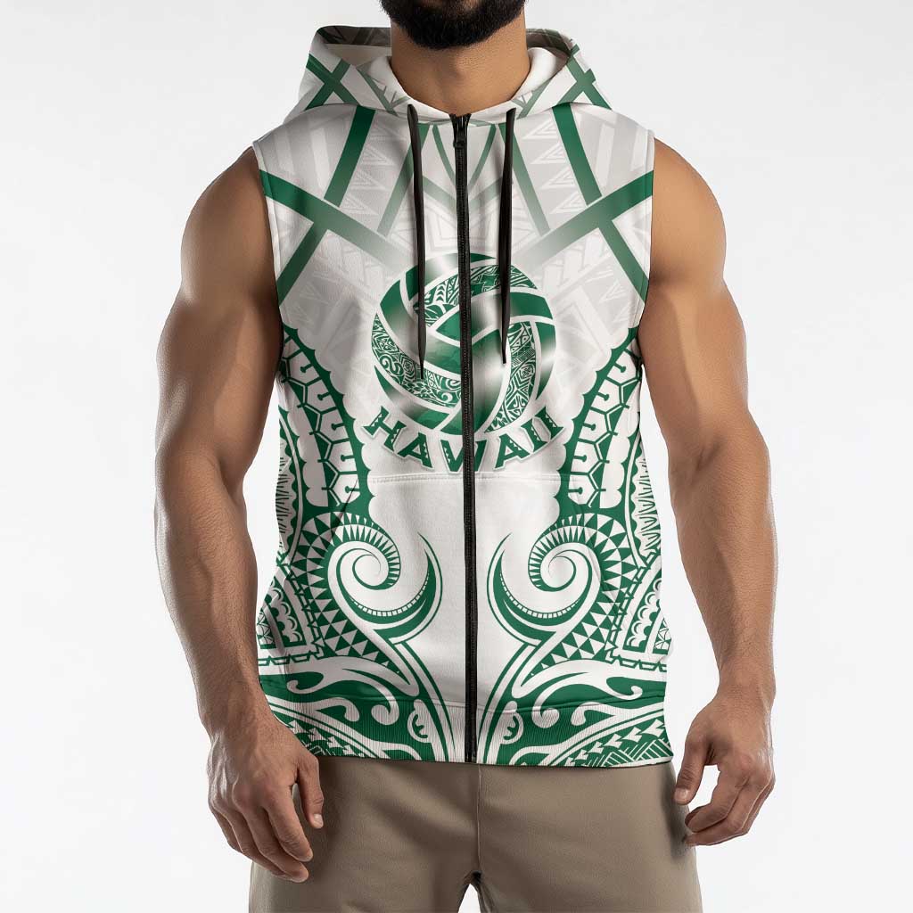 Custom Hawaii Volleyball Sleeveless Zip Hoodie Polynesian Pattern LT05 - Polynesian Pride