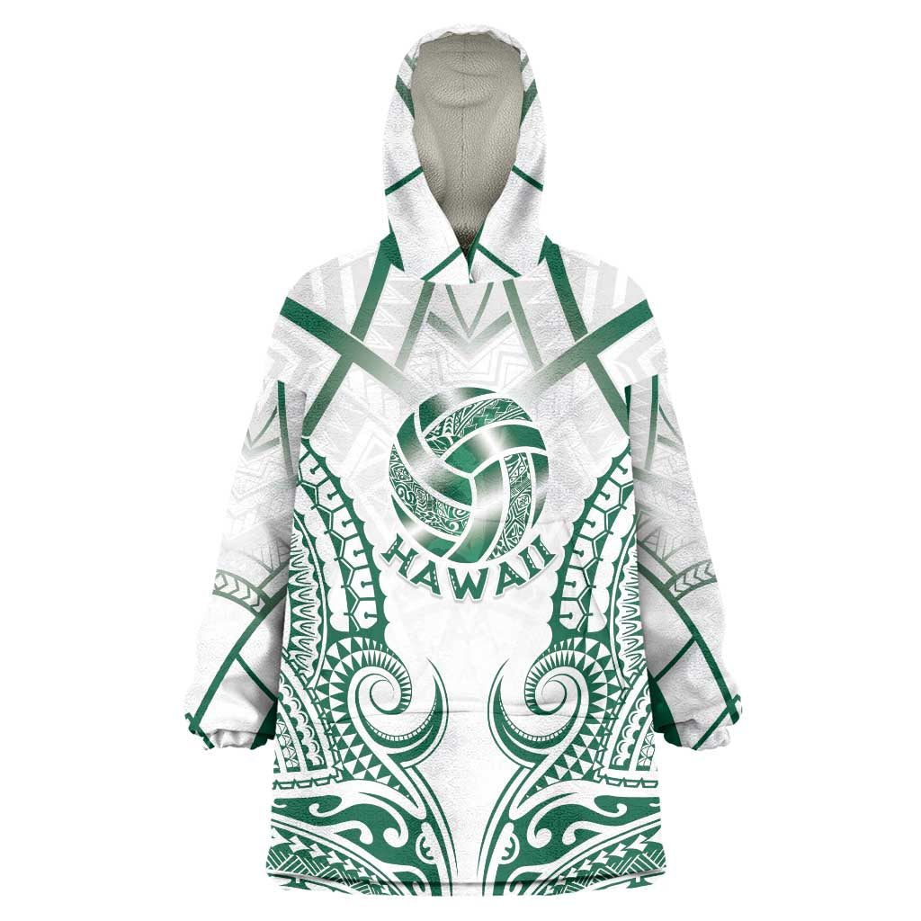 Custom Hawaii Volleyball Wearable Blanket Hoodie Polynesian Pattern LT05 One Size Teal - Polynesian Pride