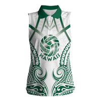 Custom Hawaii Volleyball Women Sleeveless Polo Shirt Polynesian Pattern LT05 Female Teal - Polynesian Pride