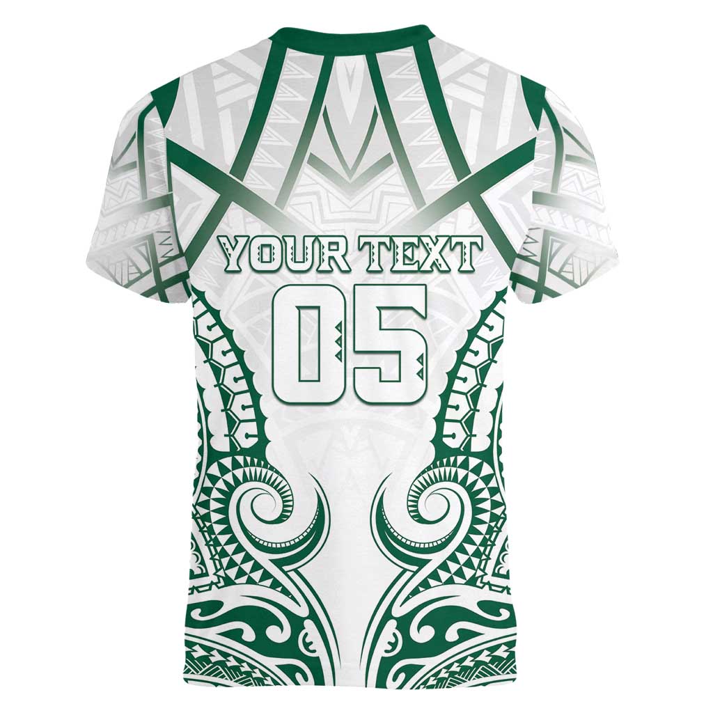 Custom Hawaii Volleyball Women V-Neck T-Shirt Polynesian Pattern - Polynesian Pride