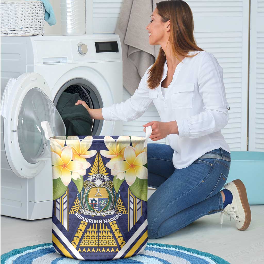 Nauru Independence Day Laundry Basket Coat Of Arms With Plumeria - Polynesian Pride