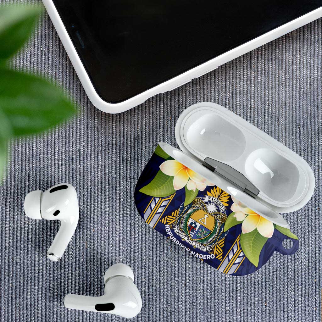 Nauru Independence Day AirPods Case Coat Of Arms With Plumeria - Polynesian Pride