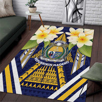 Nauru Independence Day Area Rug Coat Of Arms With Plumeria - Polynesian Pride