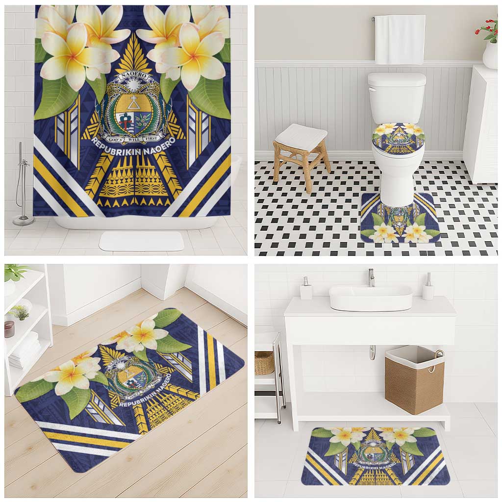 Nauru Independence Day Bathroom Set Coat Of Arms With Plumeria - Polynesian Pride