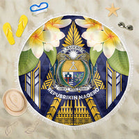 Nauru Independence Day Beach Blanket Coat Of Arms With Plumeria - Polynesian Pride