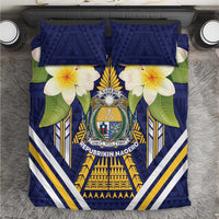 Nauru Independence Day Bedding Set Coat Of Arms With Plumeria - Polynesian Pride