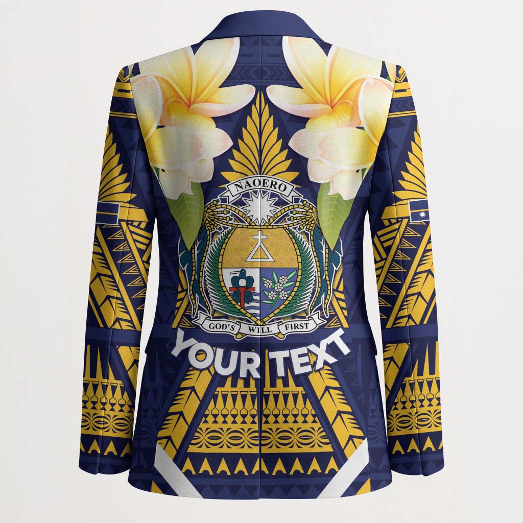 Personalised Nauru Independence Day Blazer Coat Of Arms With Plumeria - Polynesian Pride