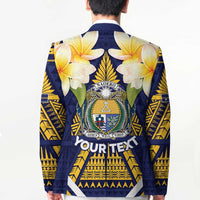 Personalised Nauru Independence Day Blazer Coat Of Arms With Plumeria - Polynesian Pride