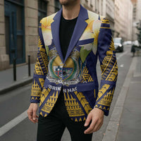 Personalised Nauru Independence Day Blazer Coat Of Arms With Plumeria - Polynesian Pride