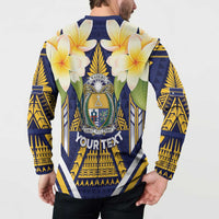 Personalised Nauru Independence Day Button Sweatshirt Coat Of Arms With Plumeria - Polynesian Pride