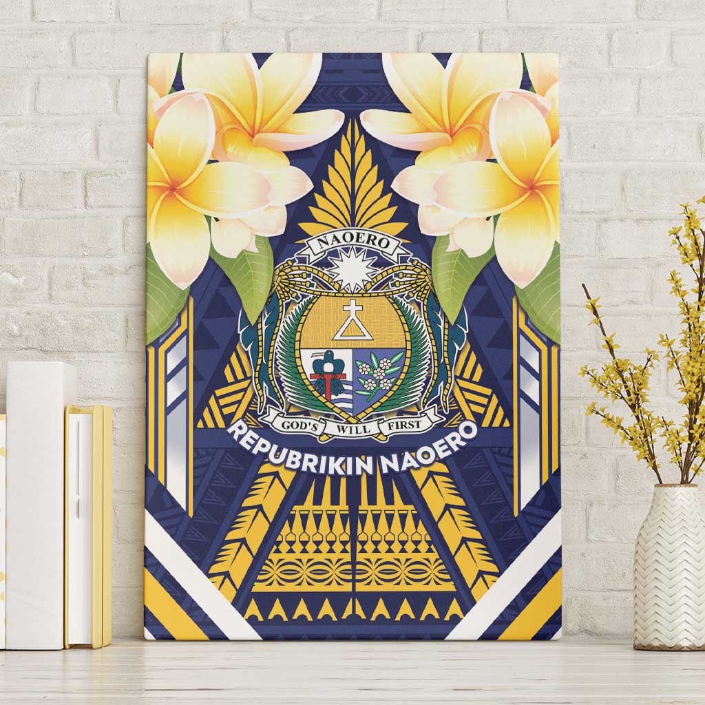 Nauru Independence Day Canvas Wall Art Coat Of Arms With Plumeria - Polynesian Pride