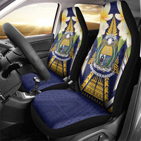 Nauru Independence Day Car Seat Cover Coat Of Arms With Plumeria - Polynesian Pride