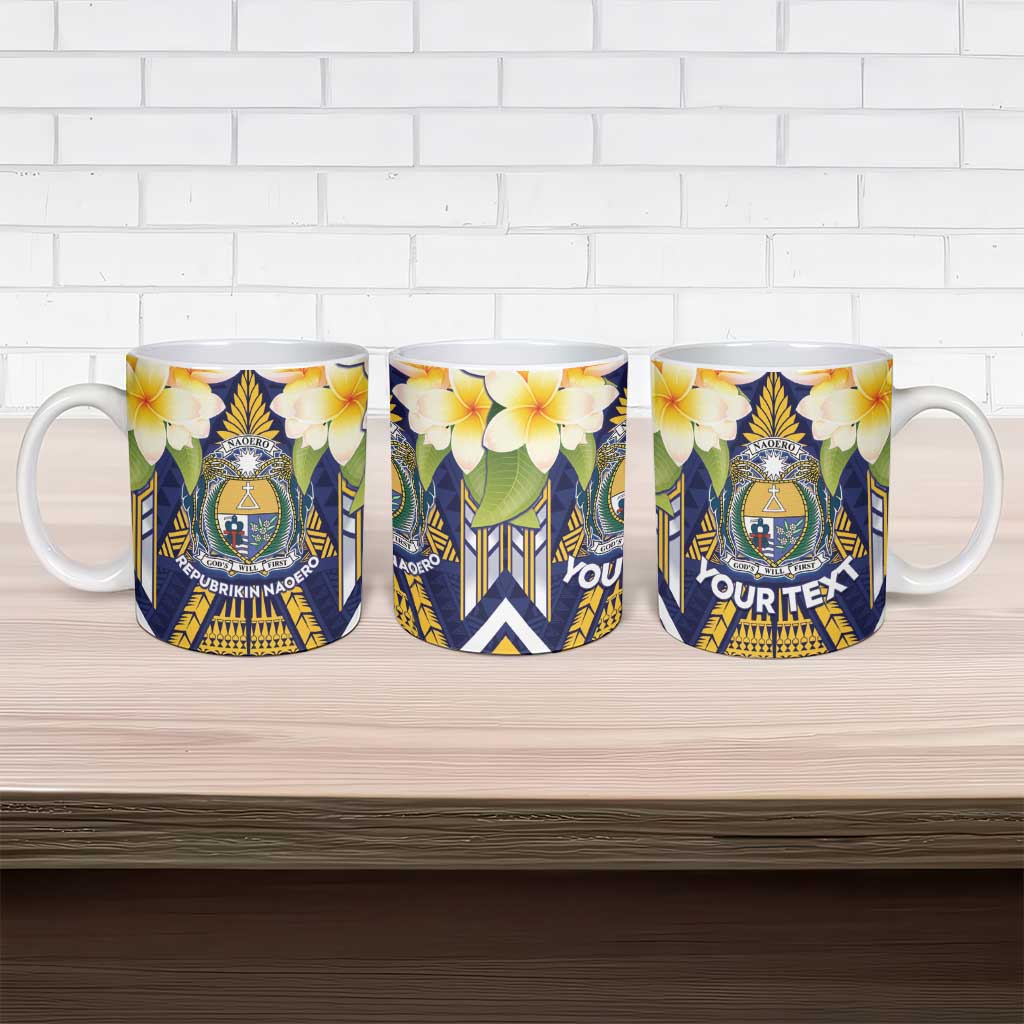 Personalised Nauru Independence Day Ceramic Mug Coat Of Arms With Plumeria - Polynesian Pride