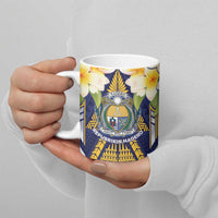 Personalised Nauru Independence Day Ceramic Mug Coat Of Arms With Plumeria - Polynesian Pride