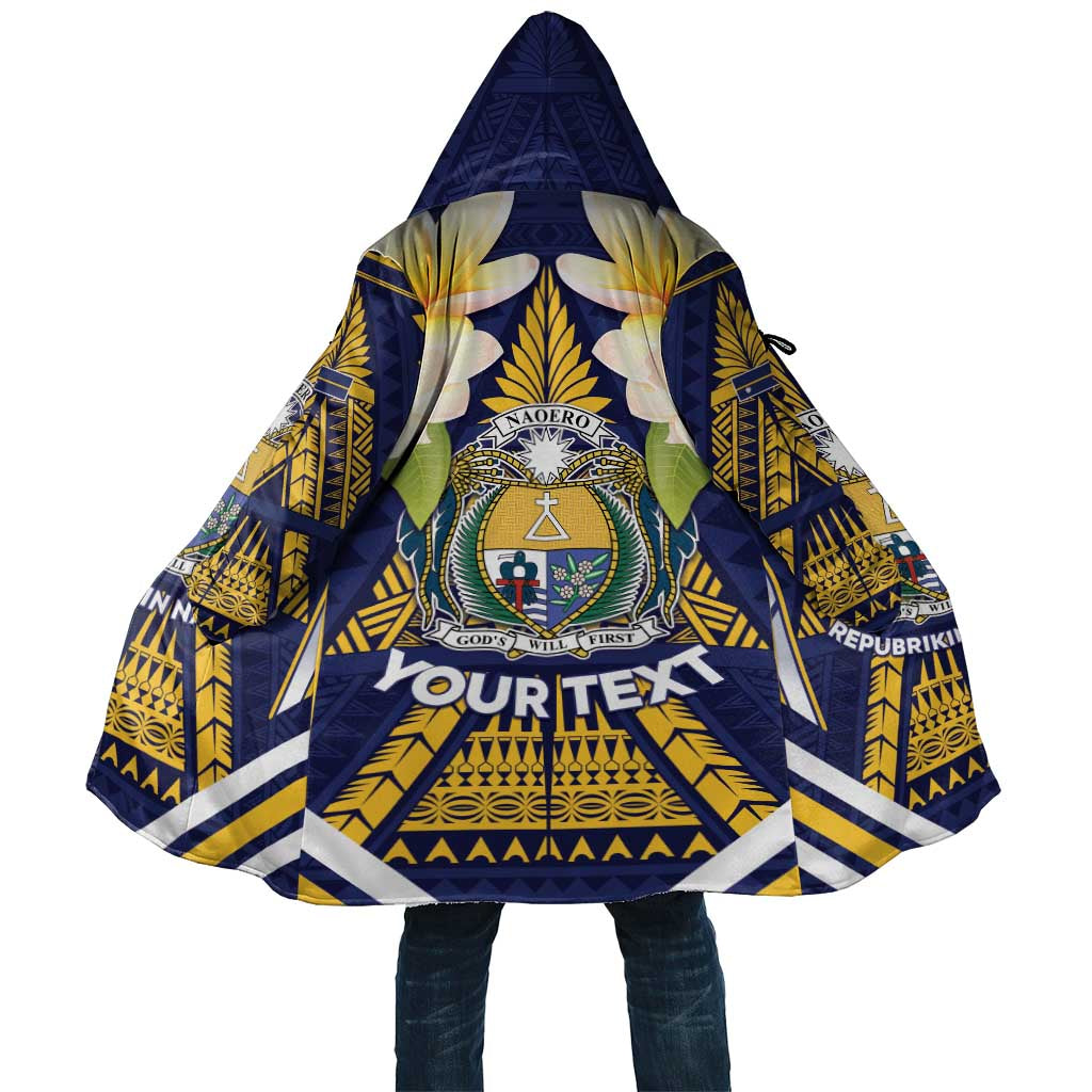 Personalised Nauru Independence Day Cloak Coat Of Arms With Plumeria - Polynesian Pride