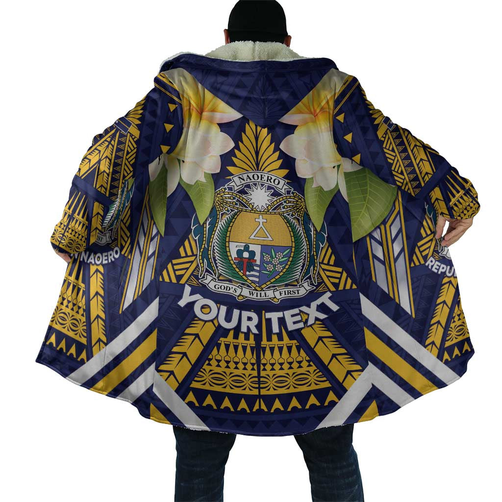 Personalised Nauru Independence Day Cloak Coat Of Arms With Plumeria - Polynesian Pride