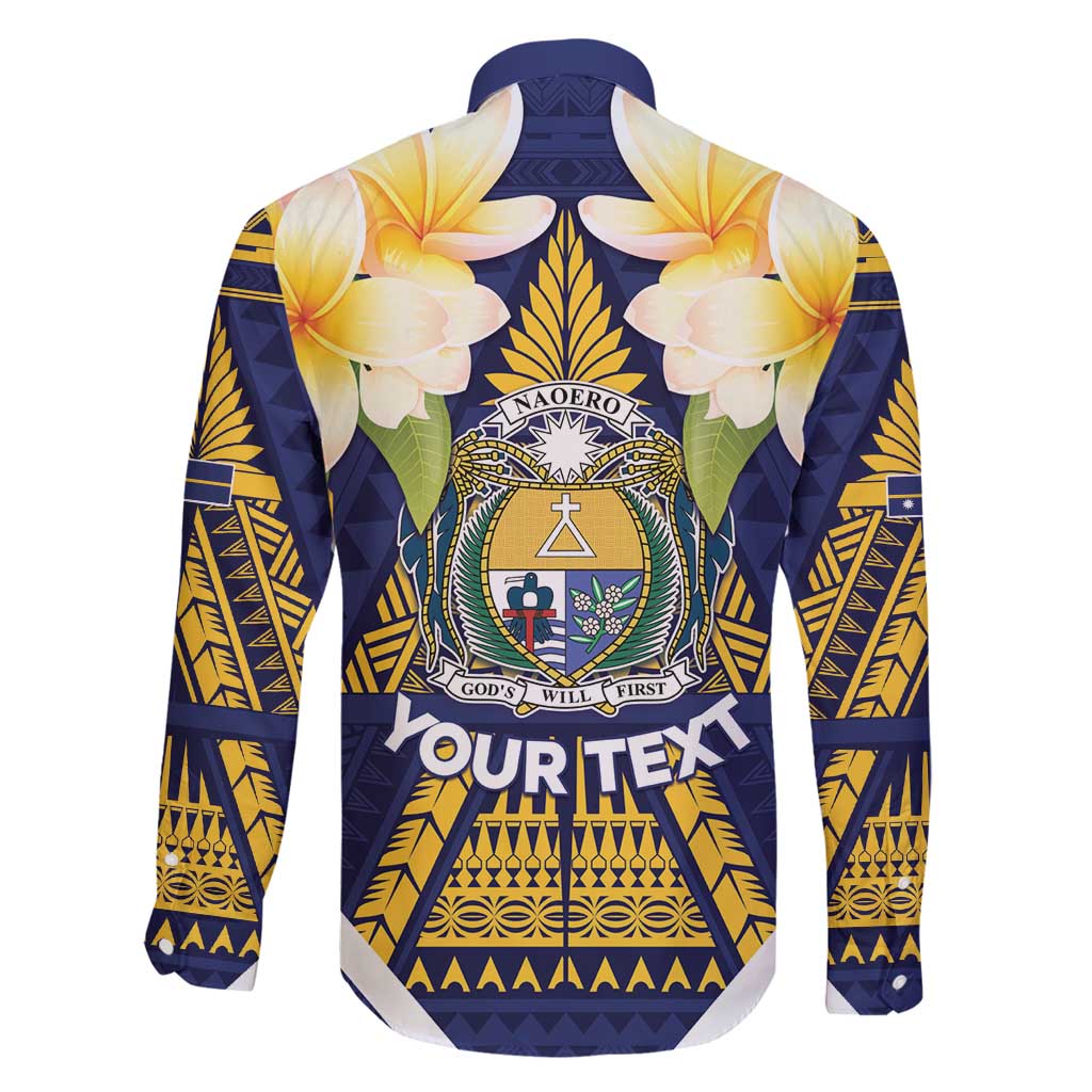 Personalised Nauru Independence Day Family Matching Off Shoulder Maxi Dress and Hawaiian Shirt Coat Of Arms With Plumeria - Polynesian Pride