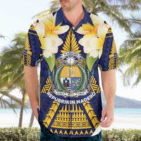 Personalised Nauru Independence Day Hawaiian Shirt Coat Of Arms With Plumeria - Polynesian Pride