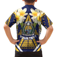 Personalised Nauru Independence Day Hawaiian Shirt Coat Of Arms With Plumeria - Polynesian Pride