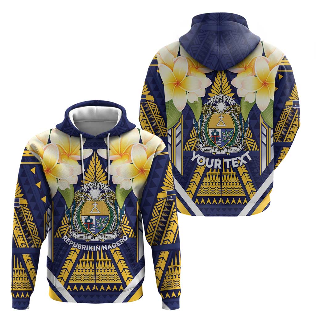 Personalised Nauru Independence Day Hoodie Coat Of Arms With Plumeria - Polynesian Pride