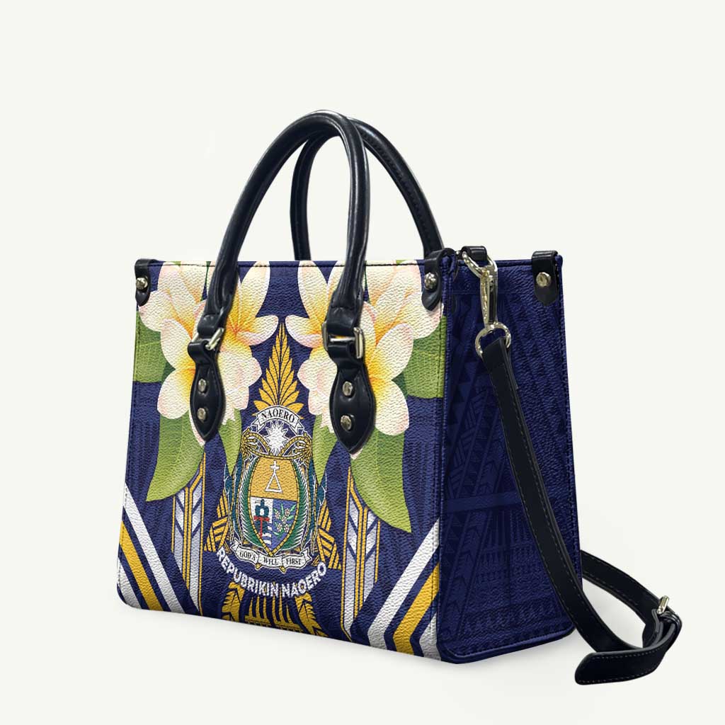 Nauru Independence Day Leather Bag Coat Of Arms With Plumeria - Polynesian Pride
