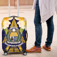 Nauru Independence Day Luggage Cover Coat Of Arms With Plumeria - Polynesian Pride