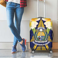 Nauru Independence Day Luggage Cover Coat Of Arms With Plumeria - Polynesian Pride
